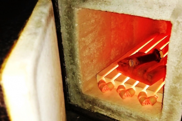 самодельная муфельна печка - первый разгон до рабочей температуры. handmade muffle roaster