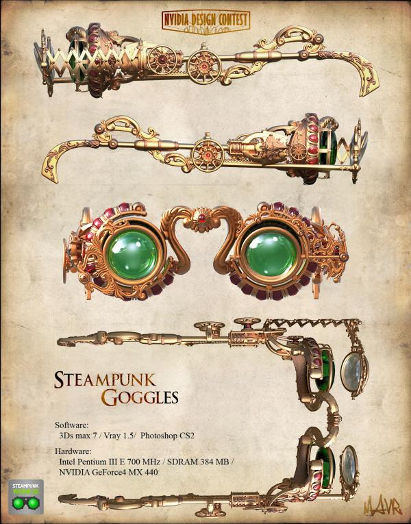 3D Steampunk goggles.