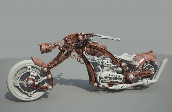 Steampunk Chopper-Bike - Чоппер в стиле Стимпанк 3D WIP Часть 2 (Фото 2)