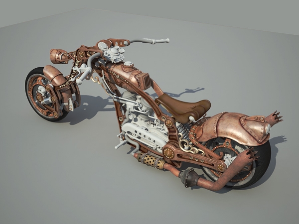 Steampunk Chopper-Bike - Чоппер в стиле Стимпанк 3D WIP Часть 2 (Фото 8)