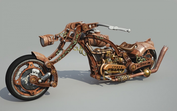 Steampunk Chopper-Bike - Чоппер в стиле Стимпанк 3D WIP Часть 2 (Фото 13)