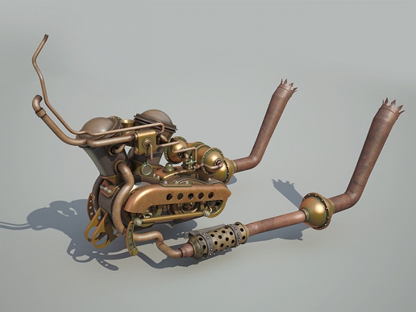 Steampunk Chopper-Bike - Чоппер в стиле Стимпанк 3D WIP Часть 2 (Фото 12)