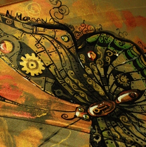 Зонт с авторской росписью в стиле стимпанк "Бабочка"
