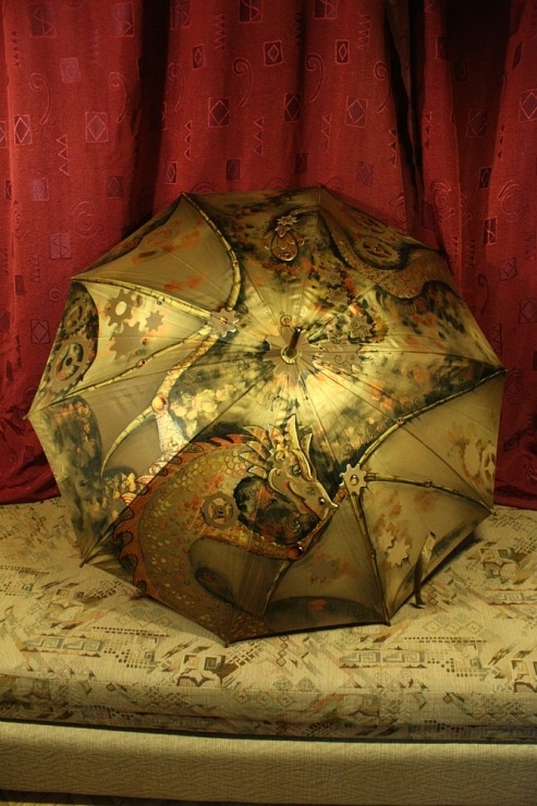 Продолжая тему росписи на зонтах в стиле стимпанк... (Фото 6)